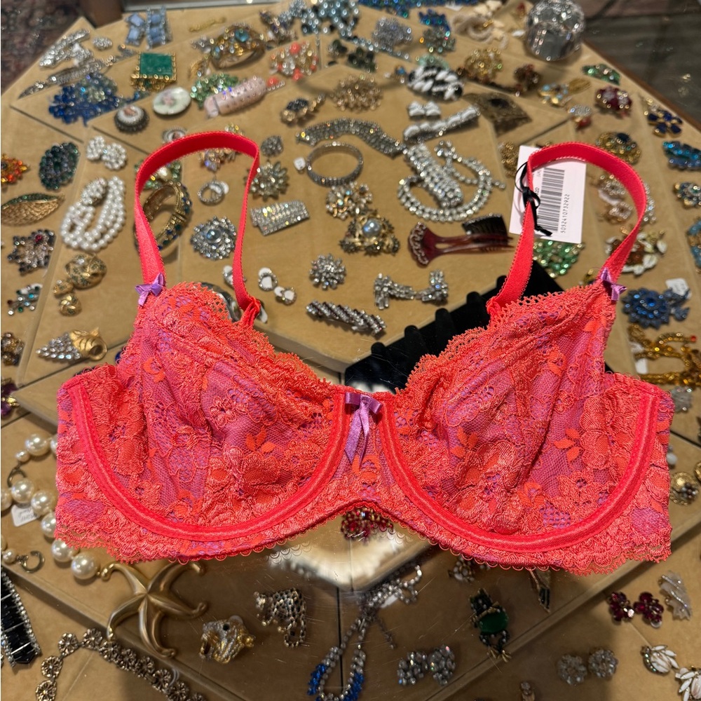 Pour Moi Amour non padded bra Orange/ultraviolet new with tags - Picture 9 of 9